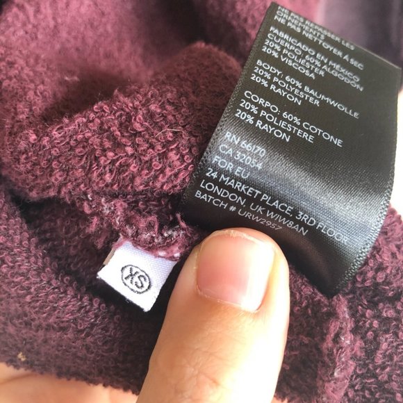 Urban Outfitters Truly Madly Deeply burgundy Hood oversized Poncho Cardigan XS - Picture 10 of 13